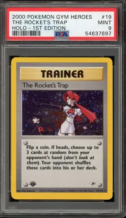 Pokemon The Rocket's Trap Gym Heroes 1st Edition Holo Rare #19 PSA 9 Mint - Image 1