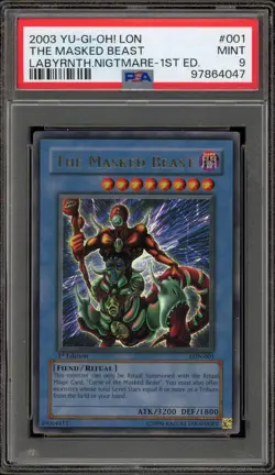 Yu-Gi-Oh! The Masked Beast Labyrinth of Nightmare 1st Edition LON-001 PSA 9 Mint - Image 1