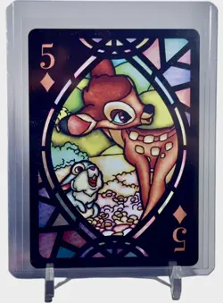 Bambi 2021 Tenyo Disney Stained Glass Playing Card W/Top Loader - Image 1