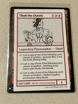 mtg playtest card Tibalt the Chaotic with PW symbol, Mystery Booster, unplayed - Image 1