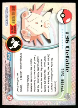 Pokemon Cards Clefable #36 Topps Trading Cards Series 1 NM *3 - Image 2