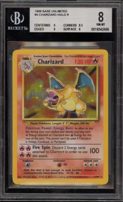 Pokemon Charizard Base Set Unlimited Holo Rare #4 BGS 8 - Image 1