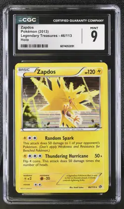 CGC 9 MINT Zapdos 2013 Legendary Treasures 46/113 Holo Pokemon Card - Image 1