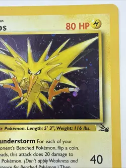 Zapdos 15/62 Fossil Unlimited Rare Holo Pokemon Card WOTC 1999 - Image 3