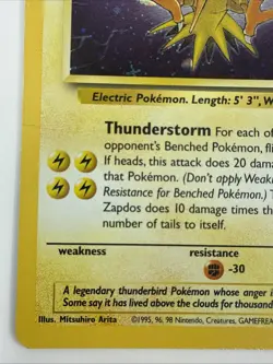 Zapdos 15/62 Fossil Unlimited Rare Holo Pokemon Card WOTC 1999 - Image 5