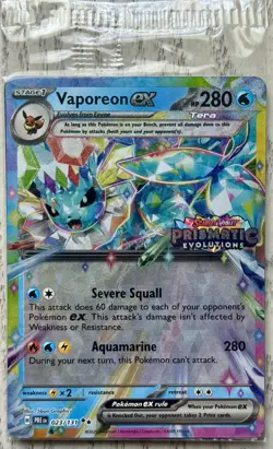 Vaporeon ex 023/131 Prismatic Evolutions Stamped Holo Pokemon Card NM - Image 1