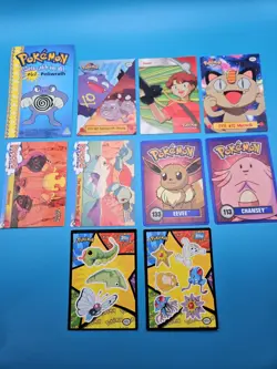 Pokemon Topps Card Lot Eevee Chansey Meowth Poliwrath TV Animation Vintage - Image 1