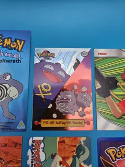Pokemon Topps Card Lot Eevee Chansey Meowth Poliwrath TV Animation Vintage - Image 4