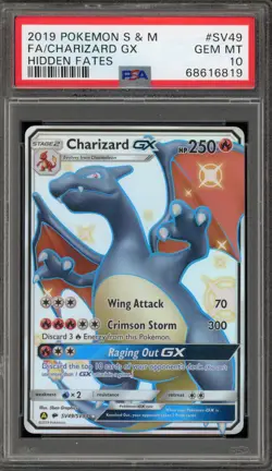 Pokemon Charizard GX Hidden Fates Full Art #SV49 PSA 10 Gem Mint - Image 1