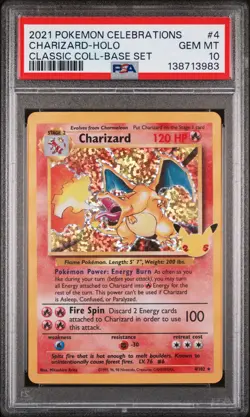 2021 Pokemon Celebrations Charizard-Holo #4 GEM MT PSA 10 Classic Coll-Base Set - Image 1