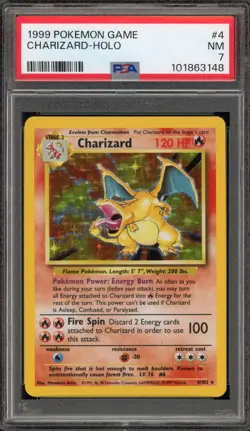 Pokemon Charizard Base Set Unlimited Holo Rare #4 PSA 7 - Image 1