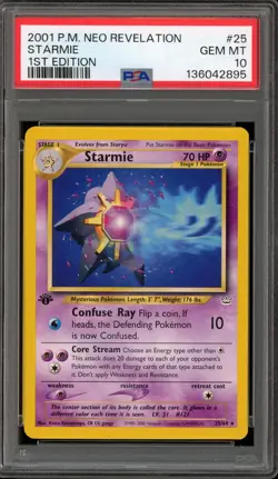Pokemon Starmie Neo Revelation 1st Edition Rare #25 PSA 10 Gem Mint - Image 1