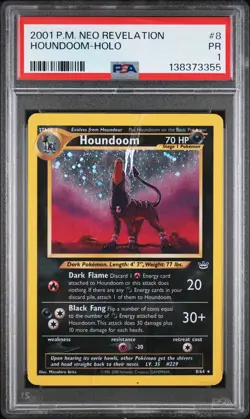 2001 POKEMON NEO REVELATION #8 HOUNDOOM-HOLO PSA 1 - Image 1