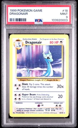 1999 Pokemon Game #18 Dragonair PSA 9 - Image 1