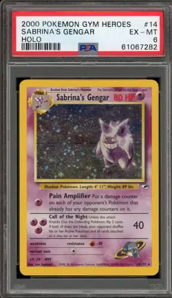 Pokemon Sabrina's Gengar Gym Heroes Unlimited Holo Rare #14 PSA 6 - Image 1