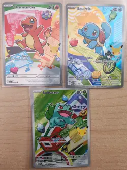 First Partner Illustration 037 038 039 Bulbasaur Charmander Squirtle Pokemon TCG - Image 1