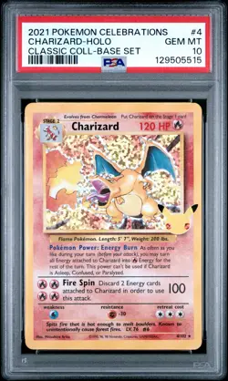 2021 Pokemon Celebrations Charizard-Holo #4 GEM MT PSA 10 Classic Coll-Base Set - Image 1