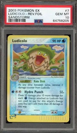 Pokemon Ludicolo EX Sandstorm Reverse Holo Rare #7 PSA 10 Gem Mint - Image 1
