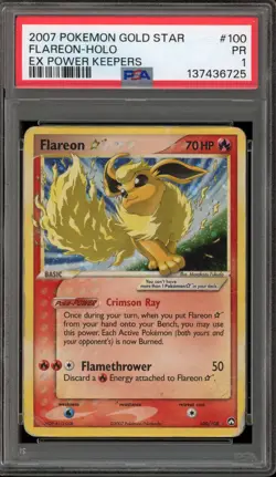 Pokemon Flareon Gold Star EX Power Keepers Holo Ultra Rare #100 PSA 1 - Image 1