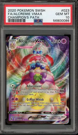 Pokemon Alcremie VMAX Champion's Path Full Art #023 PSA 10 Gem Mint - Image 1