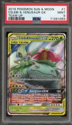 Pokemon Celebi & Venusaur GX Team Up Holo Ultra Rare #1 PSA 9 Mint - Image 1
