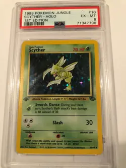 1999 POKEMON JUNGLE 1ST EDITION #10 SCYTHER-HOLO PSA 6 - Image 1
