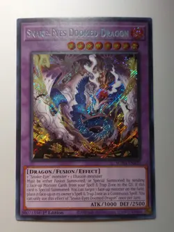 Yu-Gi-Oh! Snake-Eyes Doomed Dragon SUDA-EN035 1st Ed Secret Rare - Image 1