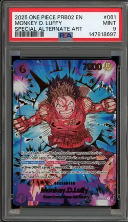 One Piece CCG Monkey.D.Luffy PRB02 Special Alternate Art EB02-061 PSA 9 Mint - Image 1