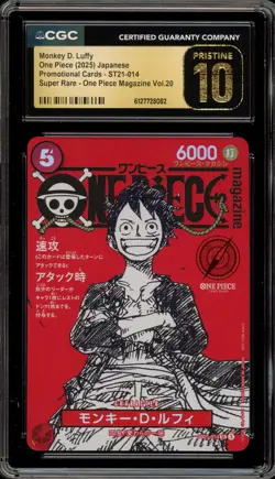 One Piece CCG Monkey.D.Luffy OP Magazine JPN SR Promo ST21-014 CGC 10 Pristine - Image 1
