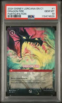 Disney Lorcana Dragon Fire DLC Participation Promo 1/C1 PSA 10 - Image 1