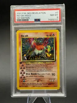 Pokemon Ho-Oh Neo Revelation 1st Edition DOUBLE HOLO ERROR PSA 8 NO RESERVE - Image 1