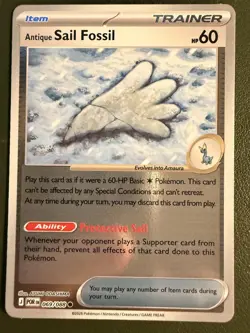 Pokemon TCG Antique Sail Fossil 69/88 Perfect Order ME3 Reverse Holo NM - Image 1