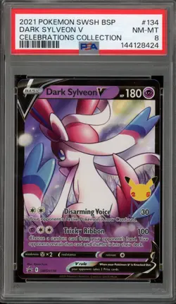 Pokemon Dark Sylveon V Celebrations Coll. Black Star Holo Promo SWSH134 PSA 8 - Image 1