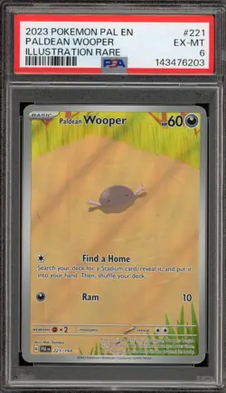 Pokemon Paldean Wooper Paldean Fates Illustration Rare #221 PSA 6 - Image 1