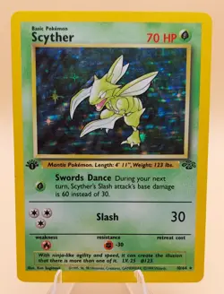 Scyther Holo Rare 1st Edition Jungle 10/64 Pokemon Card - WOTC 1999 - Image 1
