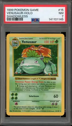 Pokemon Venusaur Base Set Shadowless Holo Rare #15 PSA 7 - Image 1