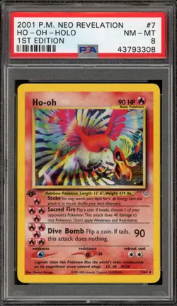Pokemon Ho-Oh Neo Revelation 1st Edition Holo Rare #7 PSA 8 - Image 1