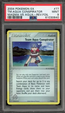 Pokemon Team Aqua Conspirator EX Magma Vs Aqua Reverse Holo #77 PSA 9 Mint - Image 1