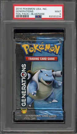 Pokemon XY Generations Blastoise Art Authentic Sealed Booster Pack PSA 9 Mint - Image 1