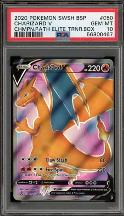 Pokemon Charizard V Champion's Path ETB Full Art Promo SWSH050 PSA 10 Gem Mint - Image 1