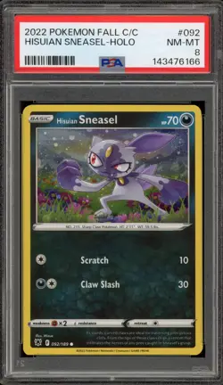 Pokemon Hisuian Sneasel Fall Collector Chest Holo #092 PSA 8 - Image 1