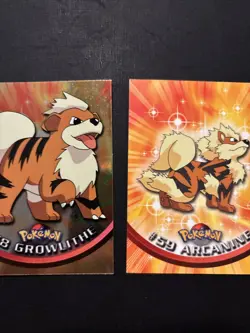 Pokemon: Topps (TV Animation)- 2 Card Lot: Growlithe Foil & Arcanine Non Holo - Image 1