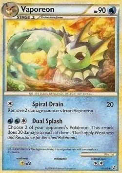 Hero Deal, English - 1 x Pokemon Vaporeon - 41/90 - Uncommon HS Undaunted - Image 1