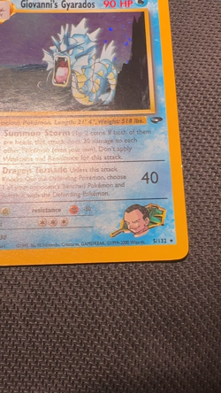 Giovanni's Gyarados (Holo Rare) 5/132 Gym Challenge 90 HP Pokemon Card - Image 2