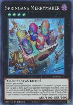 Yugioh! Springans Merrymaker - LIOV-EN041 - Super Rare - 1st Edition Near Mint, - Image 1