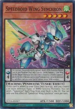 Yugioh! Speedroid Wing Synchron - SUDA-EN007 - Super Rare - 1st Edition Near Min - Image 1