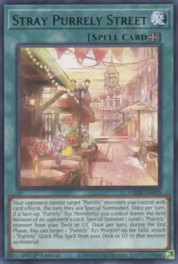 Yugioh! Stray Purrely Street - AMDE-EN019 - Rare - 1st Edition Near Mint, Englis - Image 1
