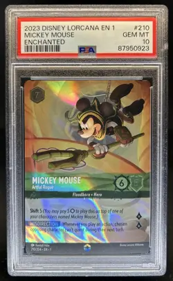 2023 Disney Lorcana Mickey Mouse Artful Rogue Alt Art Enchanted #210/204 PSA 10 - Image 1