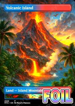 Volcanic Island FOIL Original Dual Land Proxy Card Custom Fantasy Art Design - Image 1