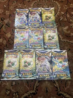 10 Pokemon TCG: Sword & Shield-Brilliant Stars Booster Packs 820650809972 - Image 1